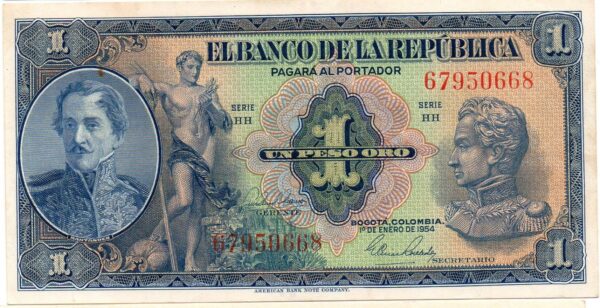 Billete de 1 Peso Oro Colombia – Emisión Histórica del Banco de la República