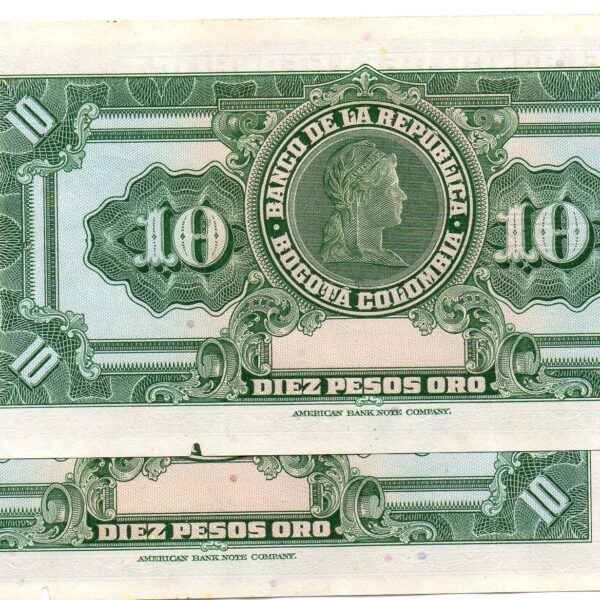 Pareja Consecutiva 10 Pesos Oro Banco de la República 1963