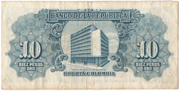 Billete 10 Pesos Oro Banco de la República 1961
