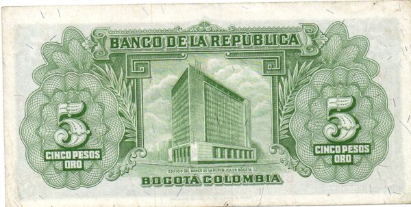 Billete de 5 Pesos Oro Colombia 1960 – José María Córdova