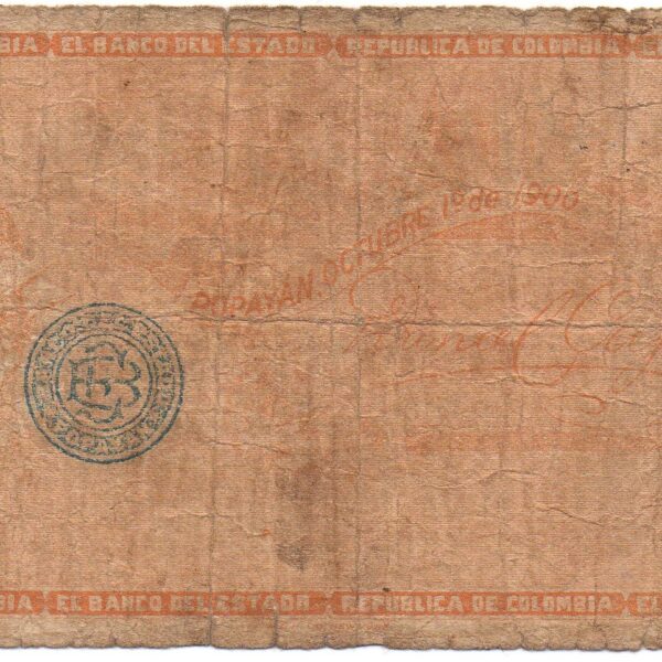 Billete 5 Pesos Banco del Estado 1 Octubre 1900