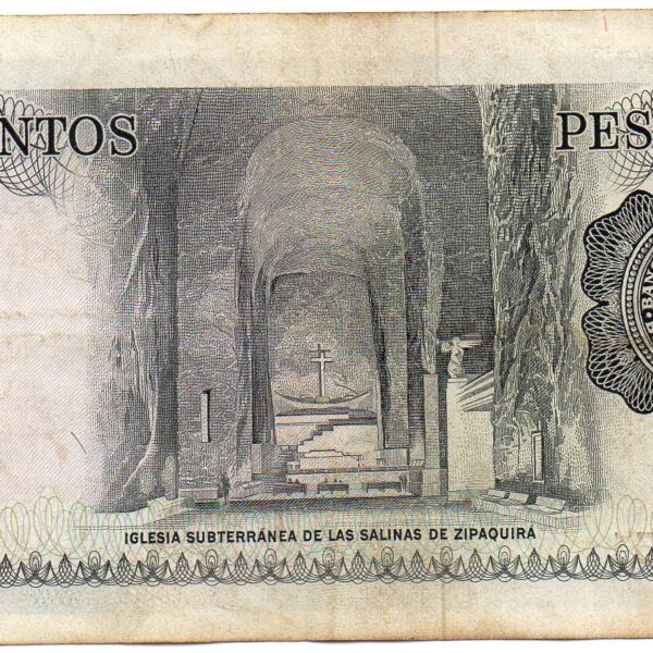 billete 500 reverso Billete 500 Pesos Oro Banco de la República 1979