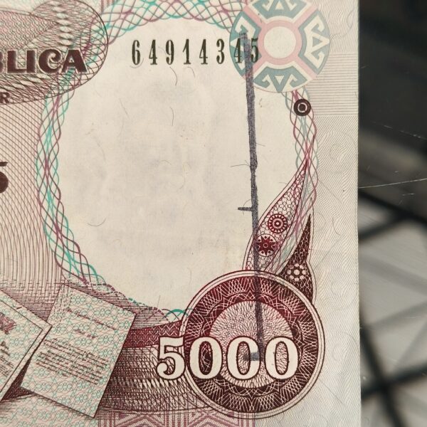 Billete de 5.000 Pesos Colombia – Rafael Núñez | 1993 Sello