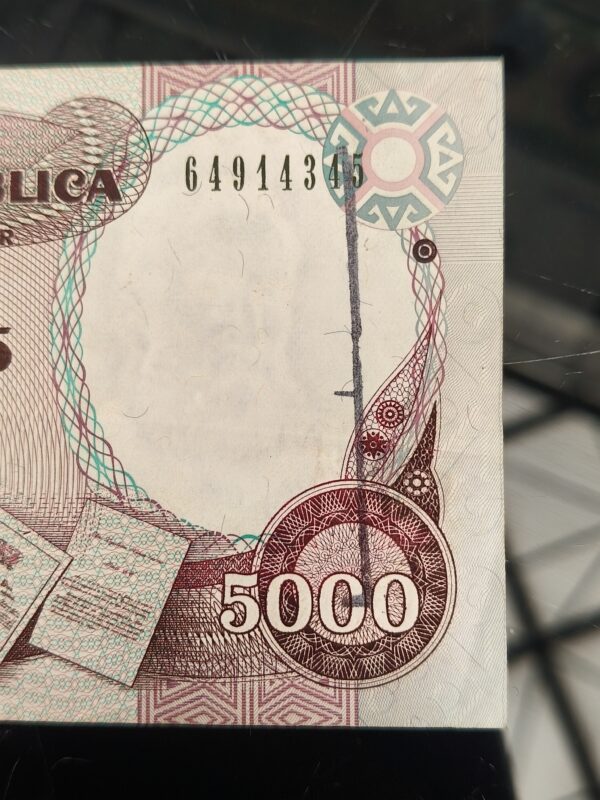 Billete de 5.000 Pesos Colombia – Rafael Núñez | 1993 Sello