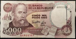 Inicio 11 Billete de 5.000 Pesos Colombia – Rafael Núñez | 1993 Sello