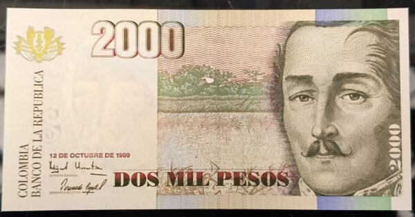 Billete de 2.000 Pesos Colombia – 1999 Formato Grande