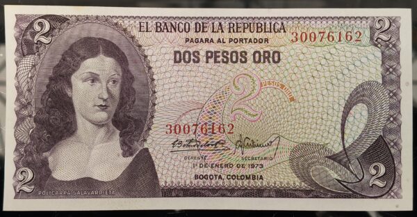 Billete de 2 Pesos Oro  Policarpa Salavarrieta