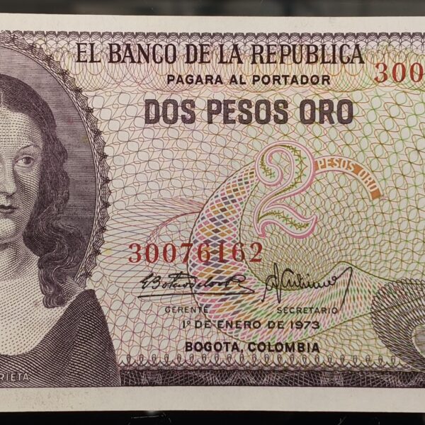 Billete de 2 Pesos Oro  Policarpa Salavarrieta