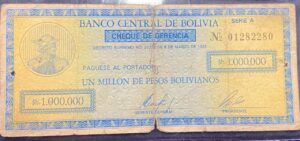 Billete 1.000.000 Pesos Bolivianos 1985 | Bolivia
