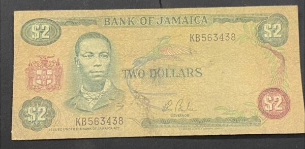 Billete 2 Dólares Jamaica 1985-1993 | Paul Bogle