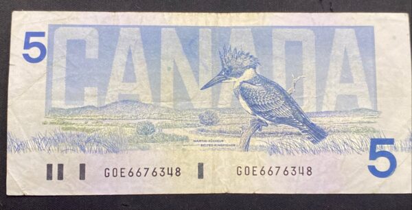 Billete 5 Dólares Canadá 1986 | Serie Aves de Canadá
