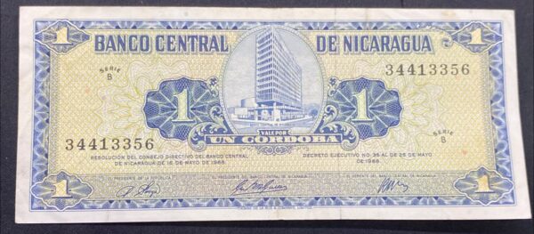 Billete 1 Córdoba Nicaragua 1968 | Francisco Hernández de Córdoba