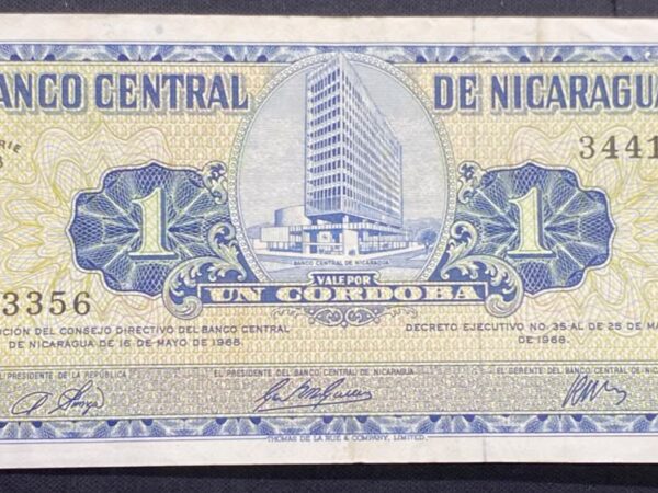 Billete 1 Córdoba Nicaragua 1968 | Francisco Hernández de Córdoba