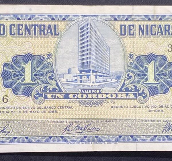 Billete 1 Córdoba Nicaragua 1968 | Francisco Hernández de Córdoba