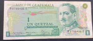 Inicio 11 Billete 1 Quetzal Guatemala 1972-1983 | José María Orellana