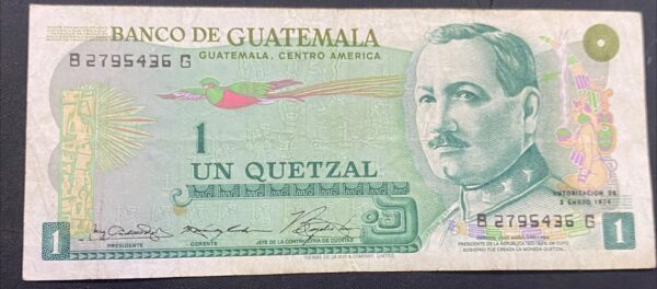 Billete 1 Quetzal Guatemala 1972-1983 | José María Orellana