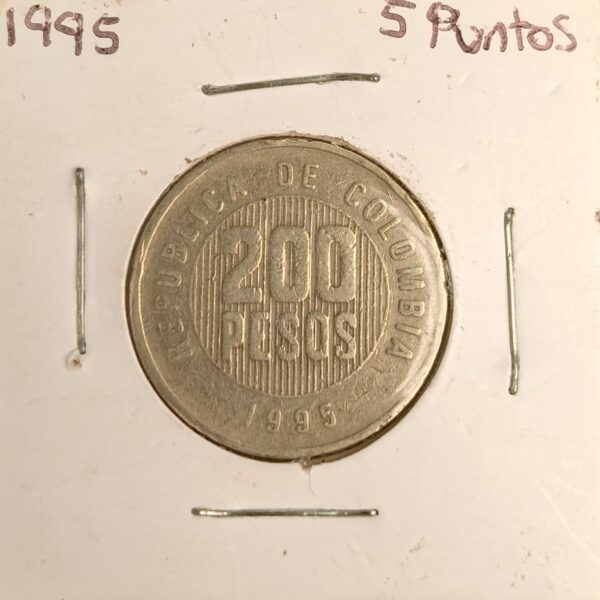 Moneda 200 Pesos Colombia 1995 5 Puntos | Variante